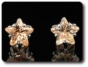 2x6mm Orange Sapphire Earrings