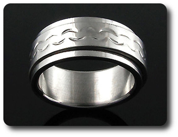 BAGUE HOMME MOTIF VAGUES