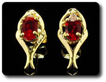 2x7mm Red Ruby Earrings