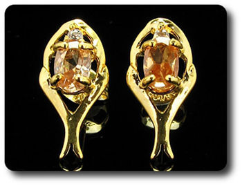 2x7mm Orange Sapphire Earrings