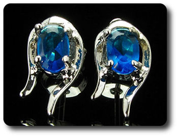 BOUCLES D'OREILLE SAPHIR BLEU