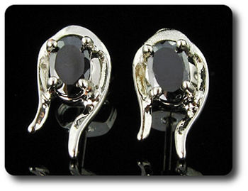 2x7mm Black Sapphire Earrings