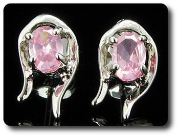 2x7mm Pink Sapphire Earrings