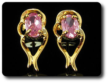 2x7mm Pink Sapphire Earrings