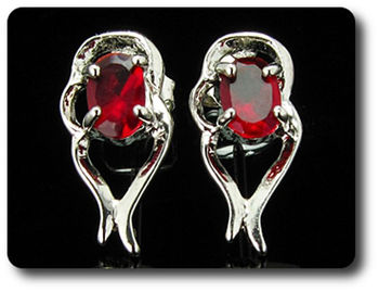 2x7mm Red Ruby Earrings