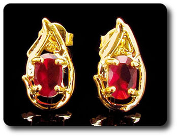2x7mm Red Ruby Earrings
