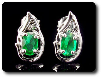 2x7mm Green Emerald Earrings
