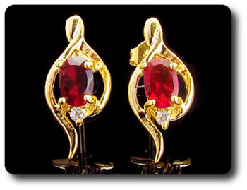 2x7mm Red Ruby Earrings
