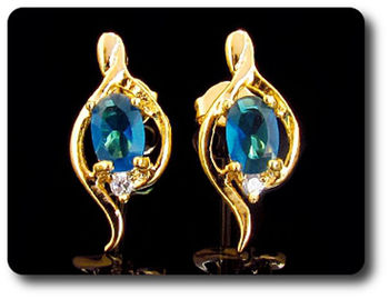 BOUCLES D'OREILLE SAPHIR BLEU