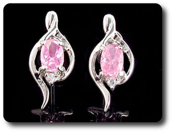 2x7mm Pink Sapphire Earrings