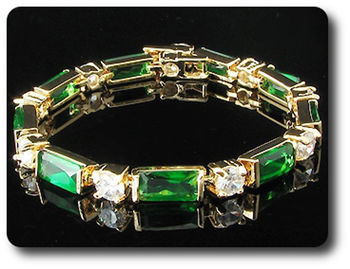 9x10mm Green Emerald Bracelet