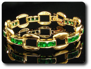 24x5mm Green Emerald Bracelet