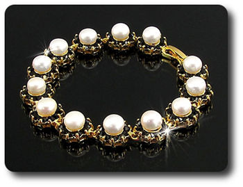 130x2mm Black Sapphire & Pearl Bracelet