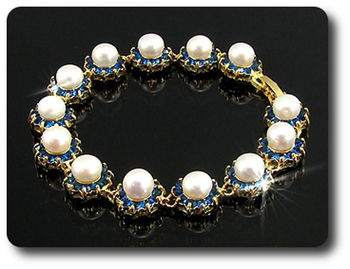 BRACELET SAPHIR BLEU & PERLES