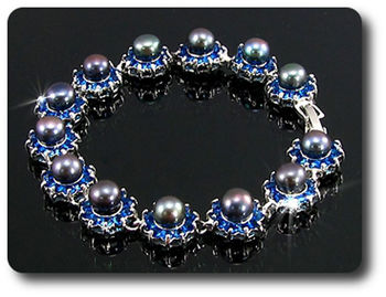 BRACELET SAPHIR BLEU & PERLES