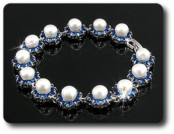 BRACELET SAPHIR BLEU & PERLES