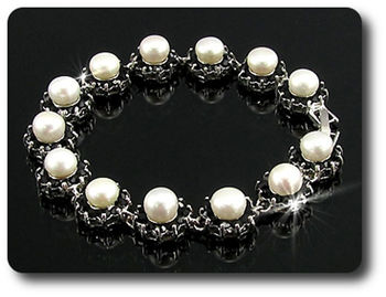 BRACELET SAPHIR NOIR & PERLES