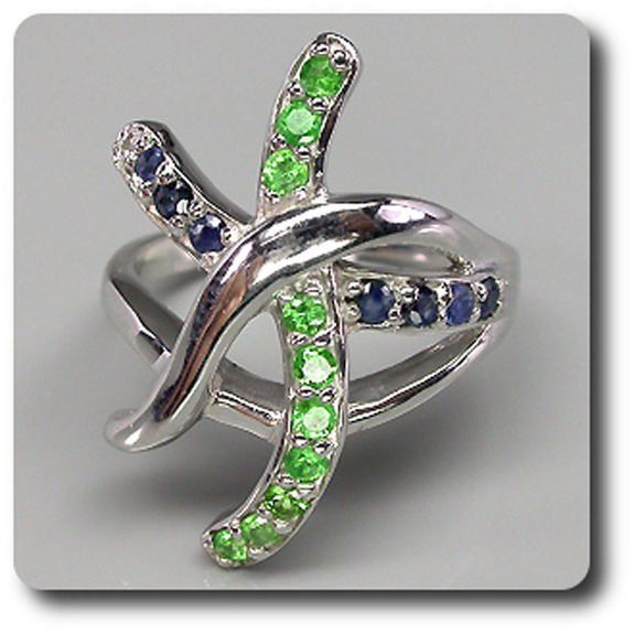 BAGUE SAPHIR & GRENAT TSAVORITE