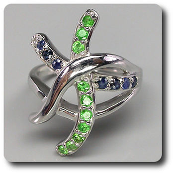 BAGUE SAPHIR & GRENAT TSAVORITE