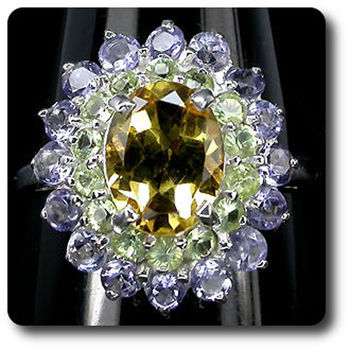 CITRINE PERIDOT IOLITE RING