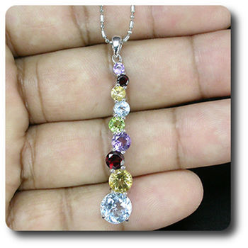 PENDENTIF GRENAT CITRINE PERIDOT TOPAZE