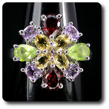 CITRINE GARNET AMETHYST RING