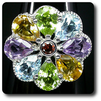 BAGUE CITRINE GRENAT AMETHYSTE