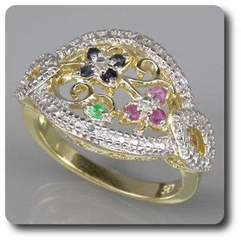 RUBY EMERALD SAPPHIRE DIAMOND RING