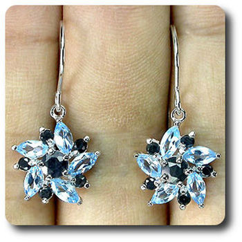 BLUE SAPPHIRE & TOPAZ EARRINGS