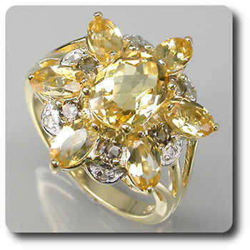 CITRINE QUARTZ & DIAMOND RING