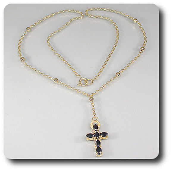 PENDENTIF SAPHIR NOIR + CHAINE