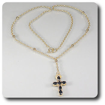 PENDENTIF SAPHIR NOIR + CHAINE