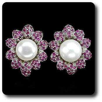 RUBY & PEARL EARRINGS