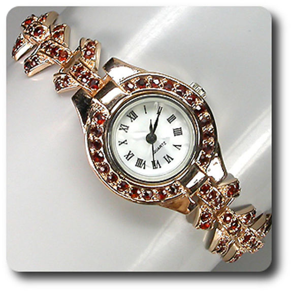 GARNET & MOTHER OF PEARL WATCH