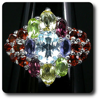 BAGUE CITRINE GRENAT TOPAZE