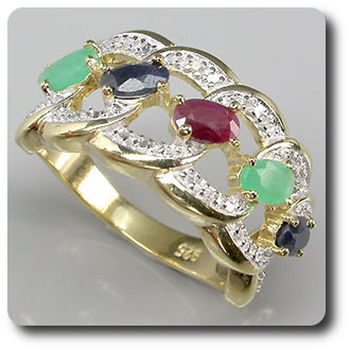 BAGUE SAPHIR EMERAUDE RUBIS DIAMANT