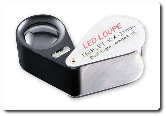 10X TRIPLET Gem LOUPE + LED & UV LIGHT