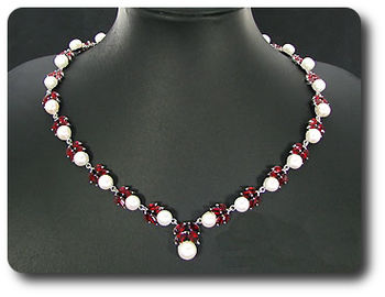 Pearl & Red Ruby Necklace