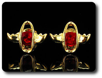 2x8mm Red Ruby Earrings