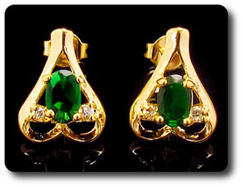 2x7mm Green Emerald Earrings