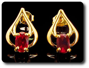 2x7mm Red Ruby Earrings