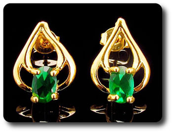 2x7mm Green Emerald Earrings