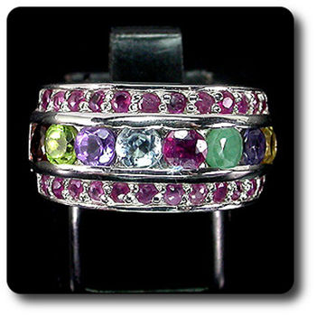 RUBY, EMERALD, GARNET RING