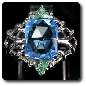 BLUE TOPAZ & EMERALD RING