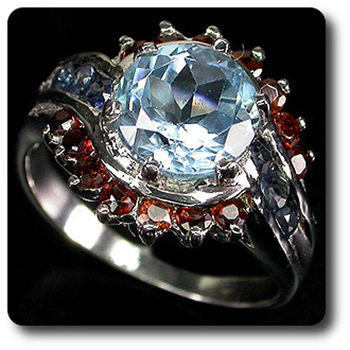 BAGUE TOPAZE GRENAT SAPHIR