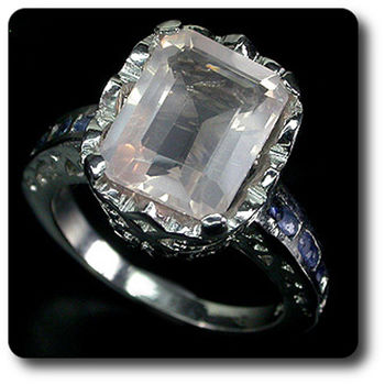 BAGUE QUARTZ ROSE & SAPHIR