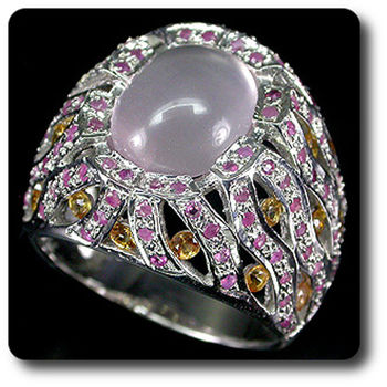 BAGUE QUARTZ ROSE SAPHIR  & RUBIS