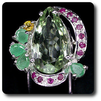 BAGUE AMETHYSTE VERT RUBIS EMERAUDE