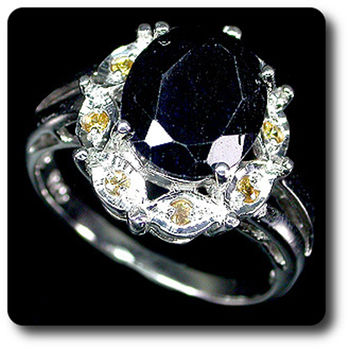 BAGUE SAPHIR NOIR & JAUNE