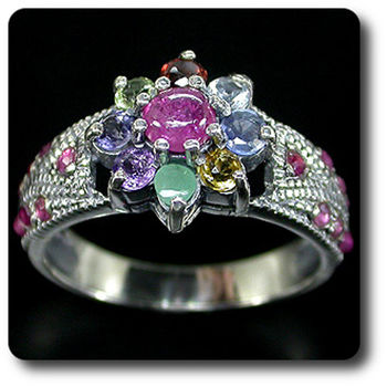 BAGUE RUBIS EMERAUDE SAPHIR GRENAT